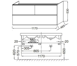 Тумба под раковину Jacob Delafon Odeon Up 120 см, EB892-G1C белый блестящий лак