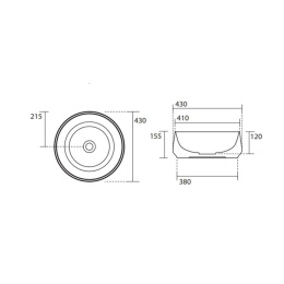 Раковина Kerasan F10 460431 Накладная Чёрная матовая Ø43