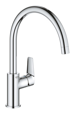 Смеситель для кухонной мойки GROHE Start Edge QuickFix  (30529001) с высоким C-образным изливом, хро