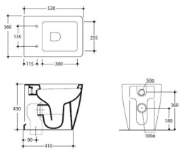 Kerasan Ego унитаз приставной 53см, белый с напольным бачком с механизмом и сиденьем на выбор