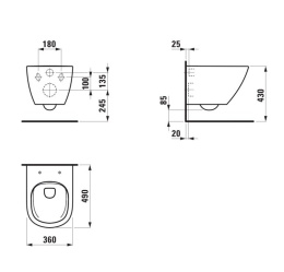 Фото Унитаз подвесной Laufen Lua (8.2008.3.000.000.1) безободковый, белый глянцевый