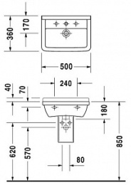 Раковина 50 см Duravit Starck 3 0300500000, белый