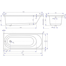 Акриловая ванна 175x70 Vagnerplast (VPBA175KAS2X-04), прямоугольная