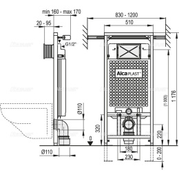 Инсталляция AlcaPlast Jadromodul A102/1200 для унитазов