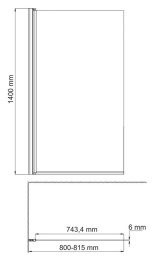 Фото Стеклянная шторка WasserKraft Berkel 48P01-80 для душа, распашная, одностворчатая