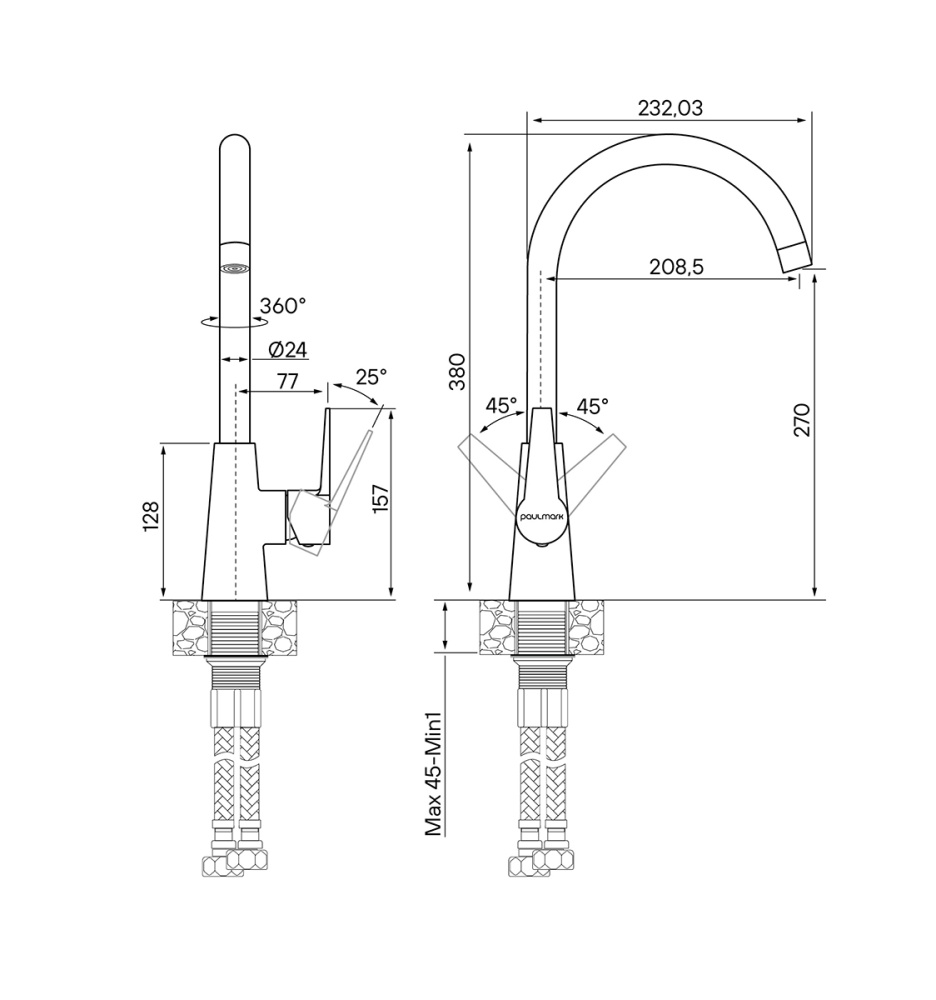 Смеситель для кухни Paulmark Holstein (Ho212065-328) бежевый