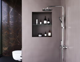 Damixa DX220920000 Apollo, душевая система со смесителем-полкой: верхний душ 230*230мм, ручной душ 1