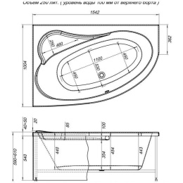 Акриловая ванна 155x100 Aquanet (00203996), асимметричная