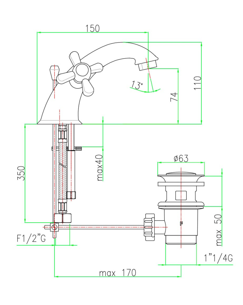Смеситель для раковины Webert Armony AM700108010