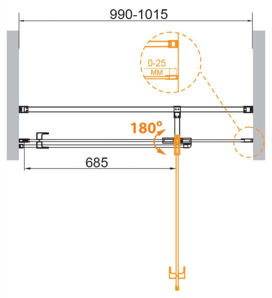 Фото Душевая дверь Cezares Valvola-B-1-100-C-Cr 100x195 см без доводчика