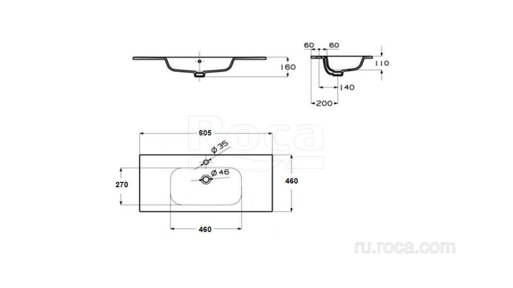 Фото Раковина 60,5 см Roca Victoria-N (32799E000)