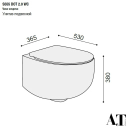 Унитаз подвесной AeT Dot 2.0, с креплениями, цвет белый S555T0R0V6100