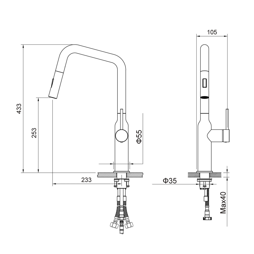 Смеситель для кухни с выдвижной лейкой Timo Saona (2386/03FL) черный