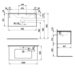 Тумба с раковиной Laufen Pro S 100 подвесная