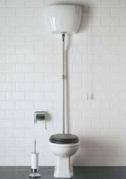 Фото Унитаз с бачком на высокой трубе Globo Paestum (PA002.BI+PA010.BI+BA005+BA003) хром, белый