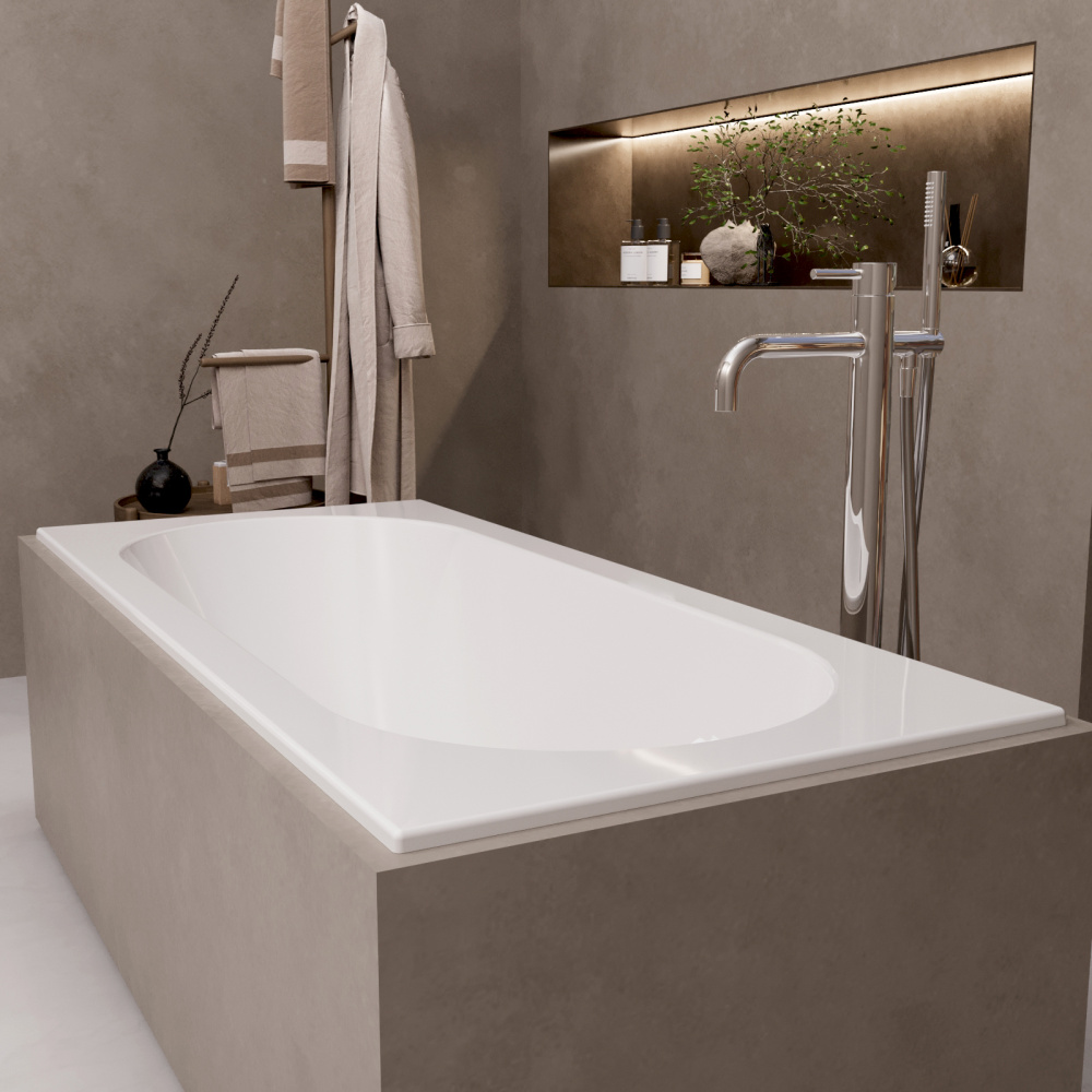 Фото Ванна акриловая 180х80 Alba Spa Supreme slim (ВПРСБ041000100) прямоугольная, белый глянцевый