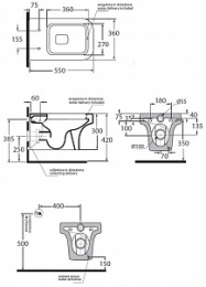 Фото Чаша для унитаза подвесного Azzurra Tulip TUL100B1/SOSK