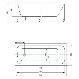Акриловая ванна 140x70 Aquatek (MIY140-0000001), прямоугольная