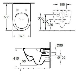 Фото Унитаз подвесной Villeroy&Boch Subway 2.0 5614R2R1 безободковый