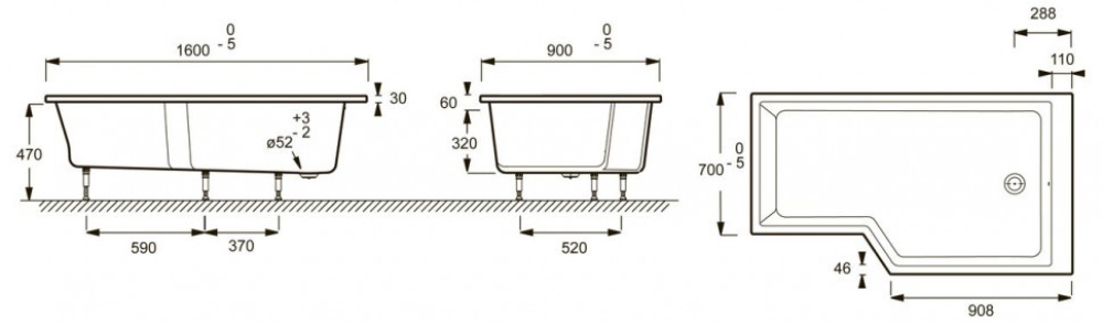 Фото Акриловая ванна 160x90 Jacob Delafon (E6D000R-00), прямоугольная