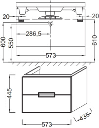 JacobDelafonReve E4802-00+EB1134-G1C Комплект раковина 60x46,5 см + мебель 60 см для раковины (Ш57*Г