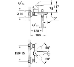 Фото Смеситель для ванны Grohe Start Loop настенный монтаж, хром 23355000