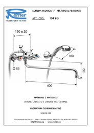 Смеситель Remer для ванны длинный нос RR 04ex YG ceramic