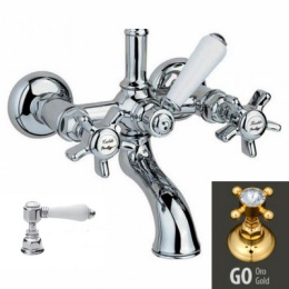 Фото Смеситель Nicolazzi P.M.Blanc 1400GO78 для ванны и душа, под душевую стойку, ручка белая керамика