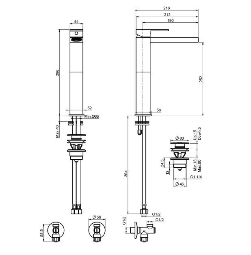 FIMA Carlo Frattini BRICK F3621CR Высокий смеситель для раковины
