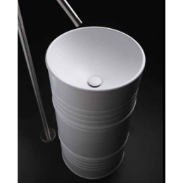 Раковина Kerasan Artwork Barrel 4742K01, 45 x h90 см напольная, слив в пол, белый