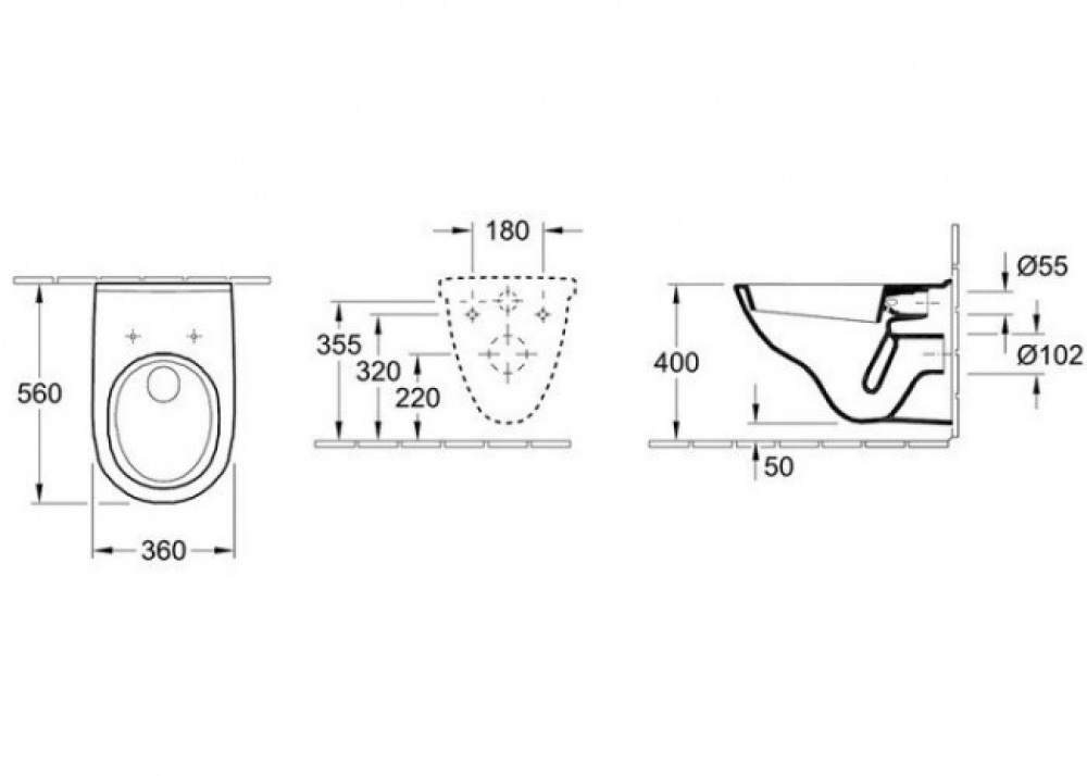 Подвесной унитаз 56601001 Villeroy Boch O'Novo