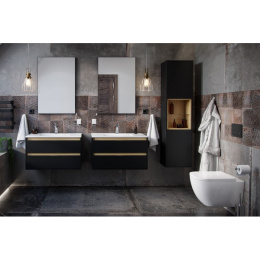 Фото Excellent Tuto MLEX.0201.400.BKBL Шкаф-пенал 40 см (черный матовый/дуб)