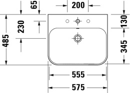 Умывальник 57,5 см Duravit Happy D.2 Plus HP4345O2222, белый