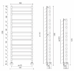 Полотенцесушитель водяной Margaroli Sole 464-11 4644711, высота 107.6 см, ширина 53 см
