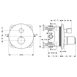 Встраиваемый термостатический смеситель для ванны/душа Ideal Standard MELANGE A4891AA