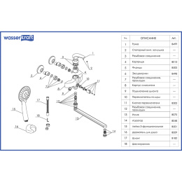 Смеситель WasserKRAFT Rossel 2802L для ванны