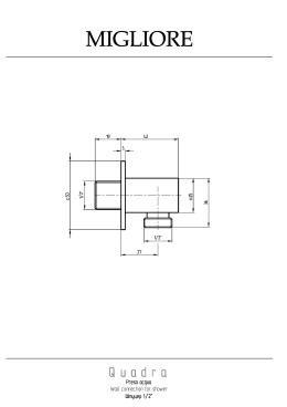 Migliore Quadra 20157 Штуцер душевой, 1/2"x1/2", хром