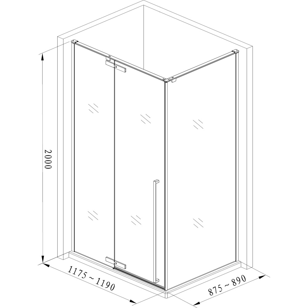 Душевой уголок Aquanet Ideal AE-AXC92MB-S-B 1200x900, прозрачное стекло