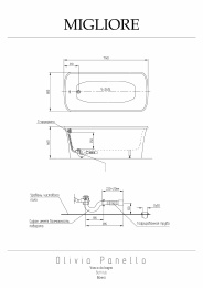 Фото Migliore Olivia 24376 Ванна 174x83хH66 см, панель черная, слив/перелив бронза