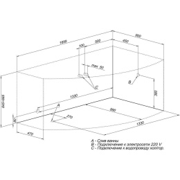 Акриловая ванна 170x90 Aquanet (00204041), асимметричная