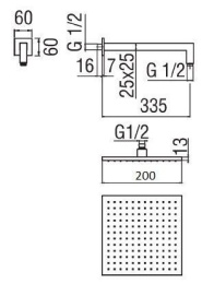 NOBILI AD138/24CR_AD139/108CR Верхний душ с кронштейном (хром)
