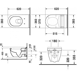 Подвесной унитаз Duravit Starck 3 2226090000, белый