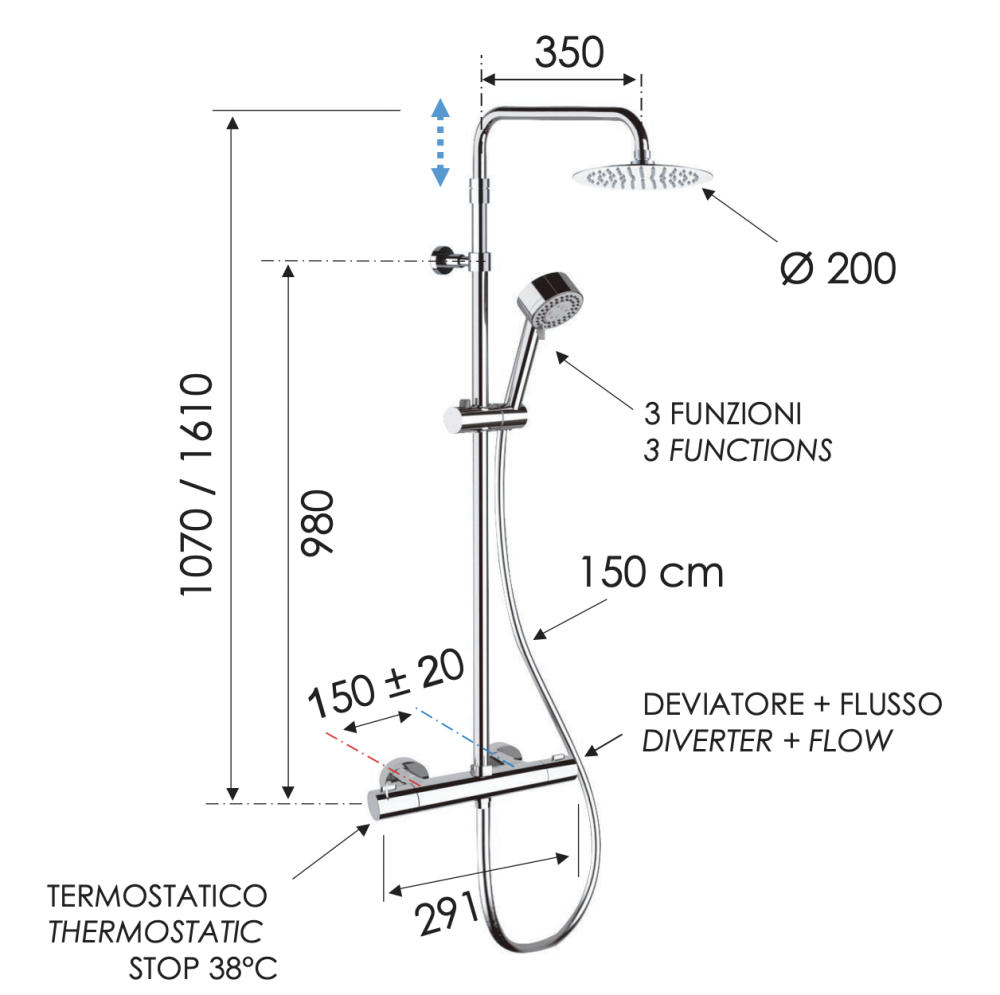 Фото Душевая система термостатическая Remer EQ32AUFM20