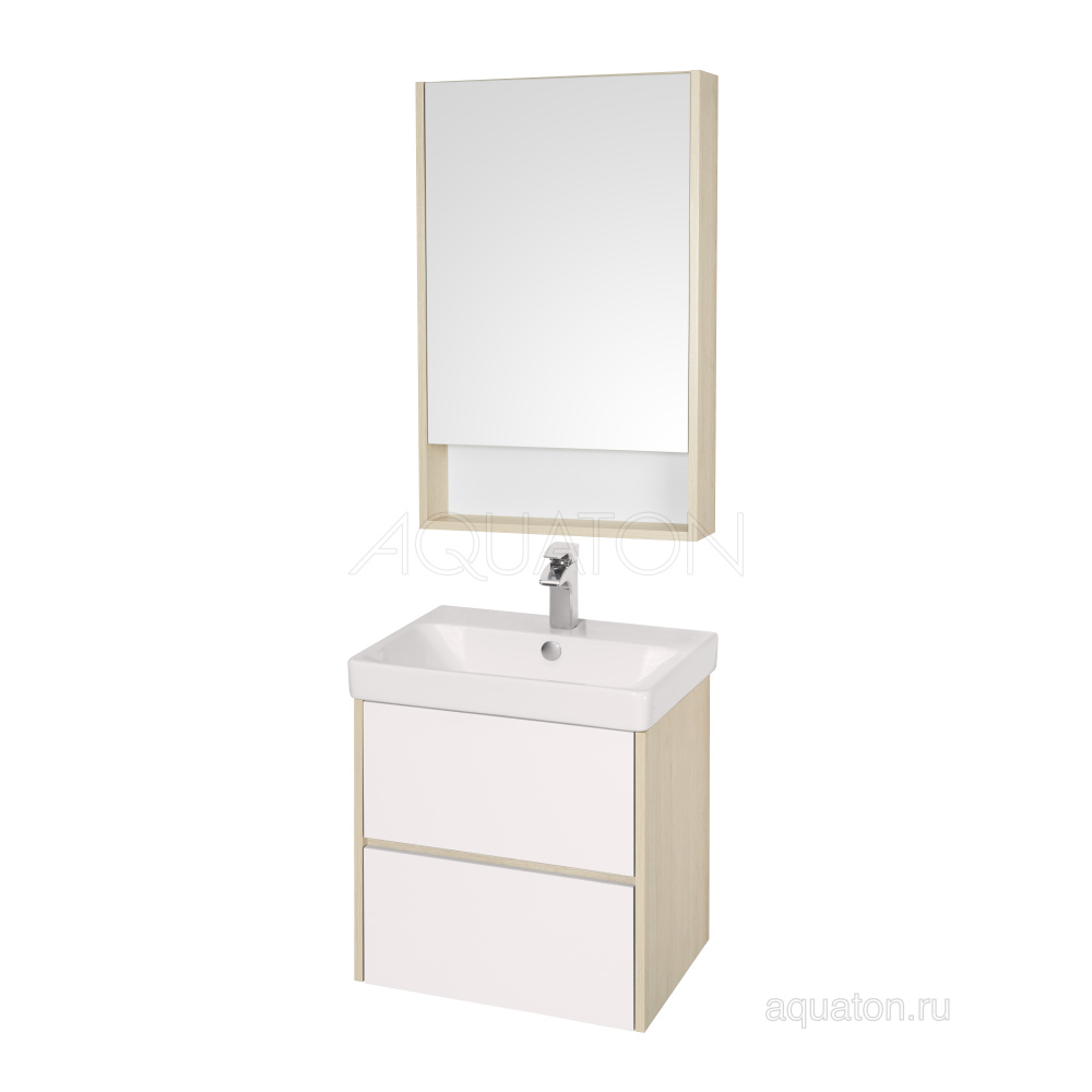 Фото Тумба под раковину Aquaton Сканди 70 белая, дуб верона 1A251801SDB20