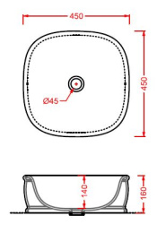 Раковина накладная 45 см ArtCeram Azuley (AZL001 01 00) белый