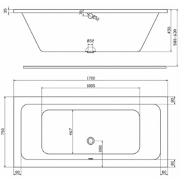 Акриловая ванна 170x75 KOLO (XWP1171000), прямоугольная