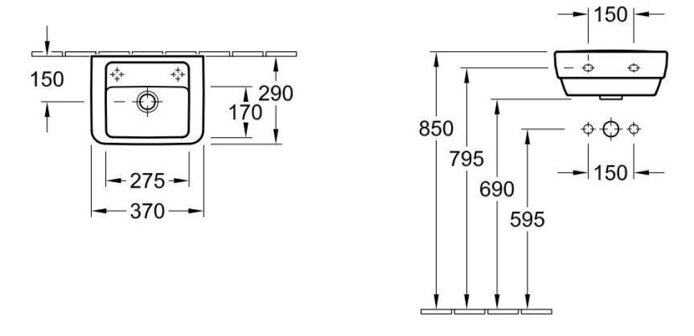 Фото Раковина компактная 73093701 VILLEROY&BOCH SUBWAY 2.0, 370x290 мм