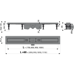 Душевой лоток AlcaPlast Optima (APZ12-950) серый