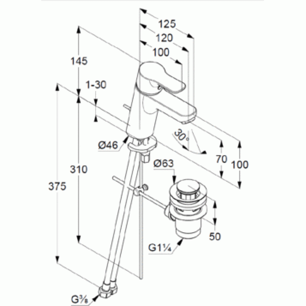 Фото Смеситель для раковины Kludi Pure&Easy (373820565)