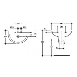 Фото Ideal Standard Small+ W408001 Раковина на 68 см